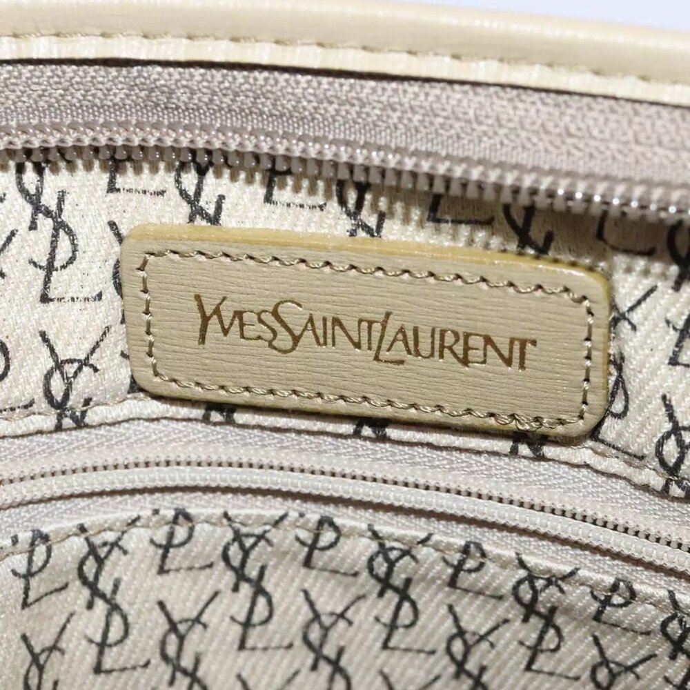 SAINT LAURENT Clutch Bag PVC Leather Beige Authentic - Picture 12 of 14